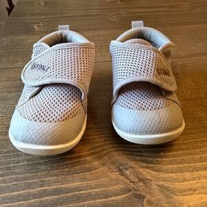 Stonz Taupe Mesh Hook & Loop Kids Sneakers